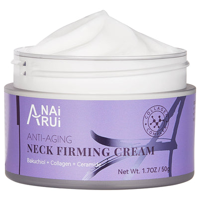 ANAiRUi Neck Firming Cream - Anti Aging Skin Tightening Cream  for Neck & Décolleté, with Bakuchiol Collagen & Ceramides - Day & Night Wrinkle Cream 1.7 Oz