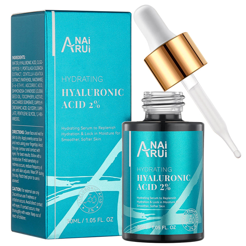 ANAIRUI 2% Hyaluronic Acid Serum for Hydrating Face Dry Skin Barrier Repair Moisturizer 30ml 1fl oz