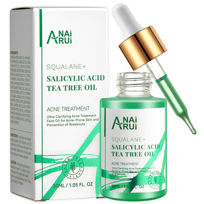 ANAIRUI Salicylic Acid Tea Tree Acne Face Oil, for Soothe Acne, Blemish-Prone & Congested Pores, Clarifying  More Even-Toned Skin, 1Fl.OZ