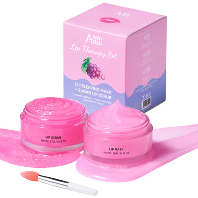 ANAIRUI  Bakuchiol & Grape Lip Mask Set  for Lip Treatment, Moisturizing Lips, Dry, Chapped, Peel & Dark Lips
