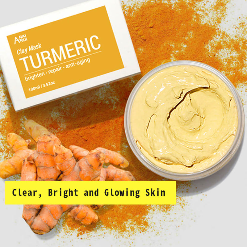ANAIRUI Natural Vitamin C Turmeric Clay Face Mask for Brightening Anti-Acne 120g 4.05oz