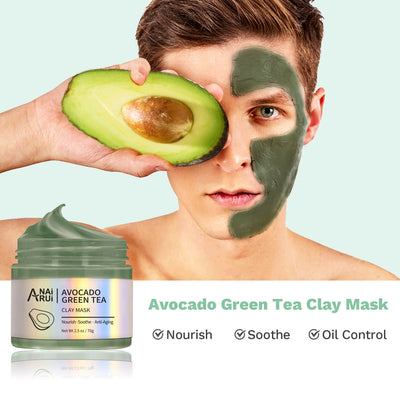 ANAIRUI Facial Mask Kit with Turmeric Clay Mask, Rose Face Mask, Avocado Green Tea Mud Mask, SPA  Mask Set 210g 7.5oz